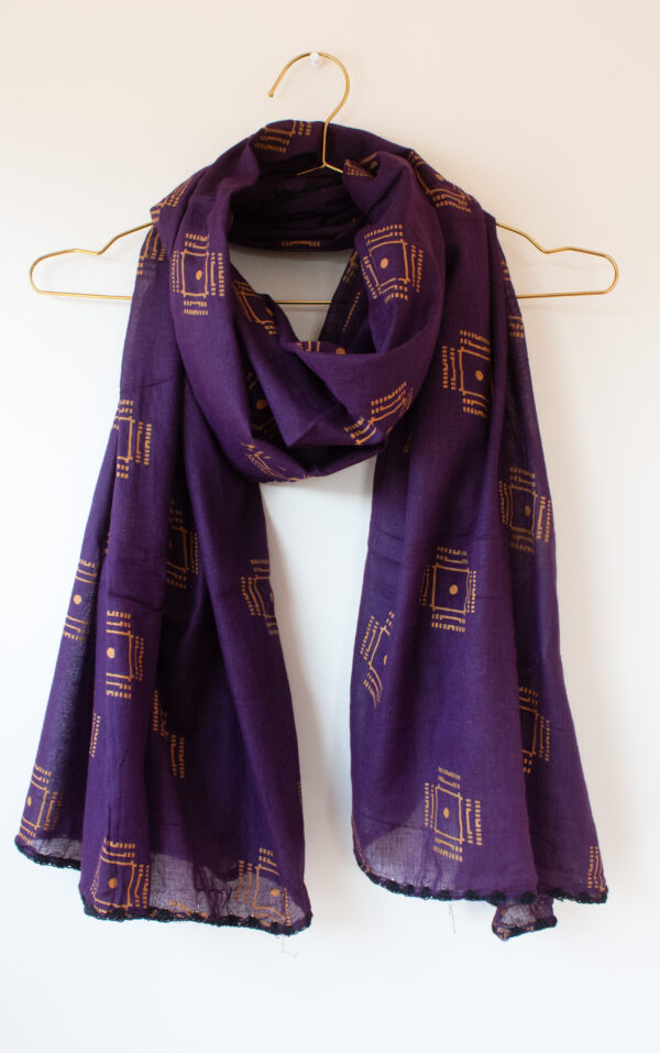 Purple Square Cotton Scarf 2yd x 2yd