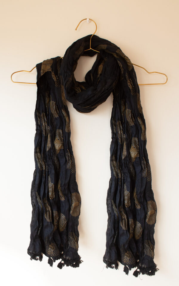 Black Cotton Scarf Twist ~2yd Long