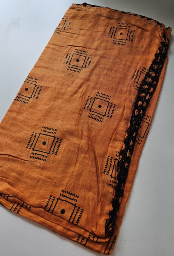 Orange Square Cotton Scarf 2yd x 2yd