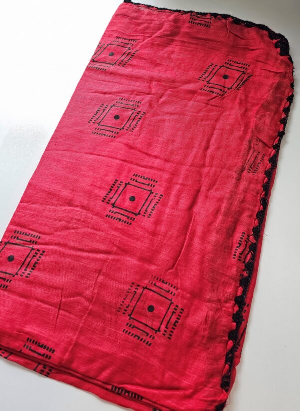 Red Square Cotton Scarf 2yd x 2yd