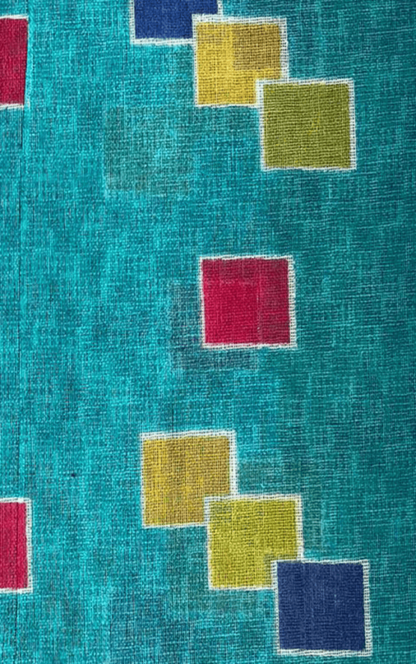 Teal Squares Cotton Piece - 5 Yards