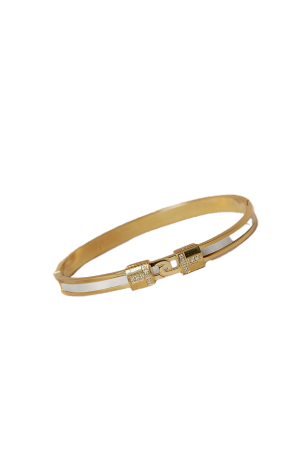 Grace Mother of Pearl Bangle Bracelet Gold