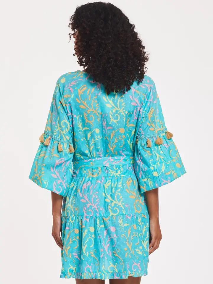Alcee Cotton Miami Swirl Dress - Aqua Multi - Image 3