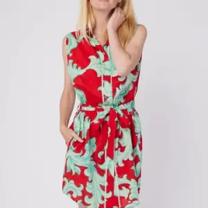 Carlotta Woven Cotton Dress - Red Mist