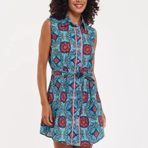 Carlotta Kaleidoscope Navy Green Pink Dress