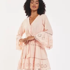 Desideria Seashell Beige Cotton Lace Dress