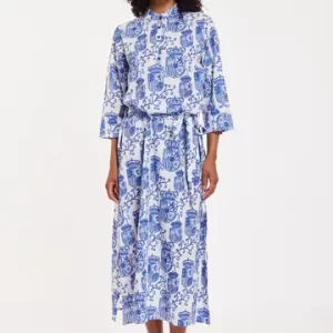 Elina Maxi Dress- Alcazar de Sevilla-Blue and White