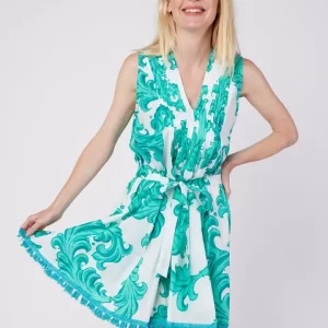 Felice Green and White Big Coral Dress