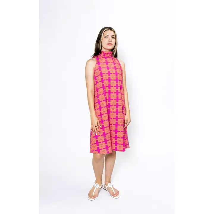Yuliia Swing Dress - Chic N Greek Orange and Pink