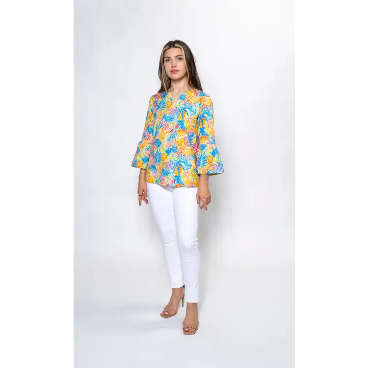 Savannah Ruffle Sleeve Top-Off Tropic