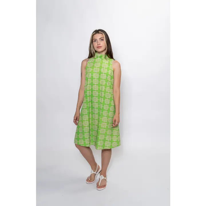 Yuliia Swing Dress Chic N Greek Dress - Green and Pink