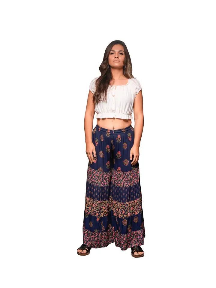 Midnight Meadow Boho Patchwork Pants - Sunduz Pattu